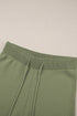 Contrast Trim Textured Knit Half Sleeve Drop Shoulder Drawstring Waist Wide Leg Two Piece Pant Set
